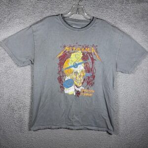 Metallica Harvester of Sorrow Graphic T-Shirt Mens Large Grey Band Tee Skull